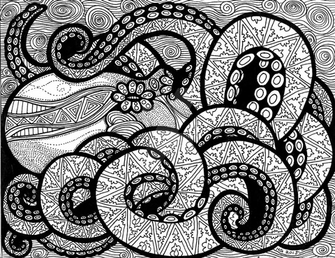 Octopus Zentangle Coloring Page